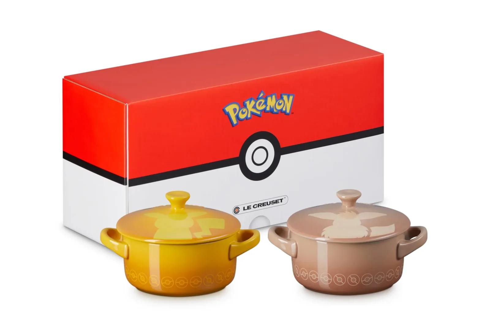 Le Creuset Pokemon Mini Cocotte Set 2pc Pikachu and Eevee Official Japan