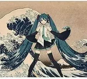 Presence Hokusai x Miku Polyester Desk Mat Anime Workspace Pad