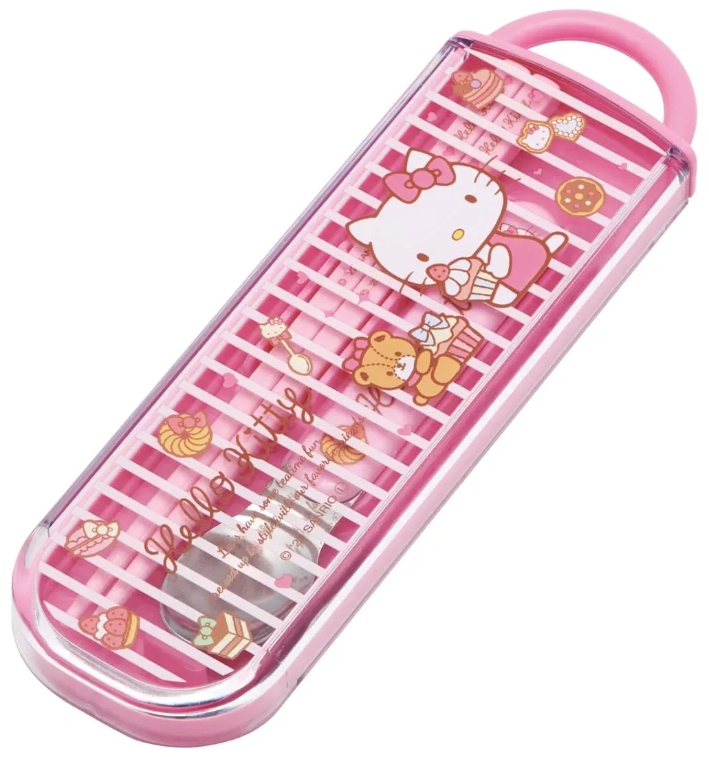 Skater Antibacterial Hello Kitty Chopsticks and Spoon Set - Image 2