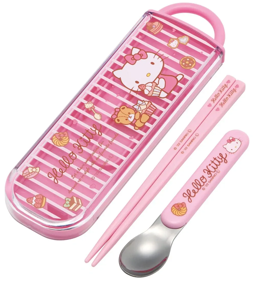 Skater Antibacterial Hello Kitty Chopsticks and Spoon Set