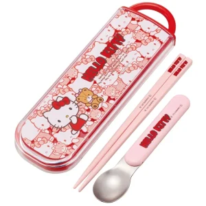Skater Hello Kitty Kids Lunch Box Set with Chopsticks and Spoon