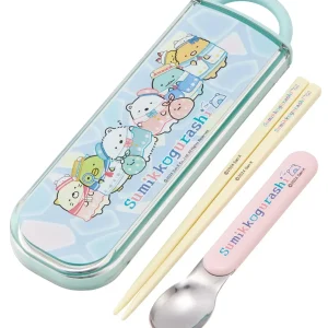 Skater Kids Lunch Box Set with Chopsticks & Spoon Slide-Type Antibacterial