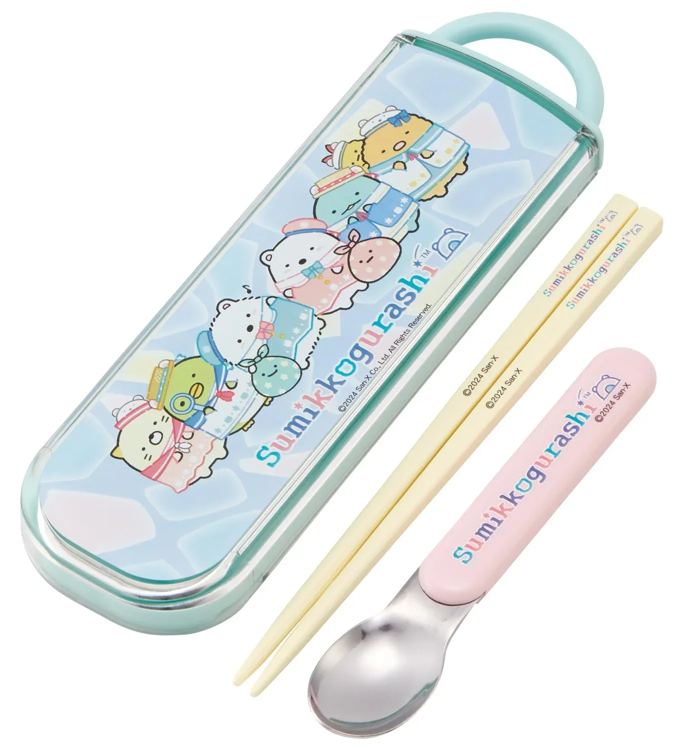 Skater Kids Lunch Box Set with Chopsticks & Spoon Slide-Type Antibacterial