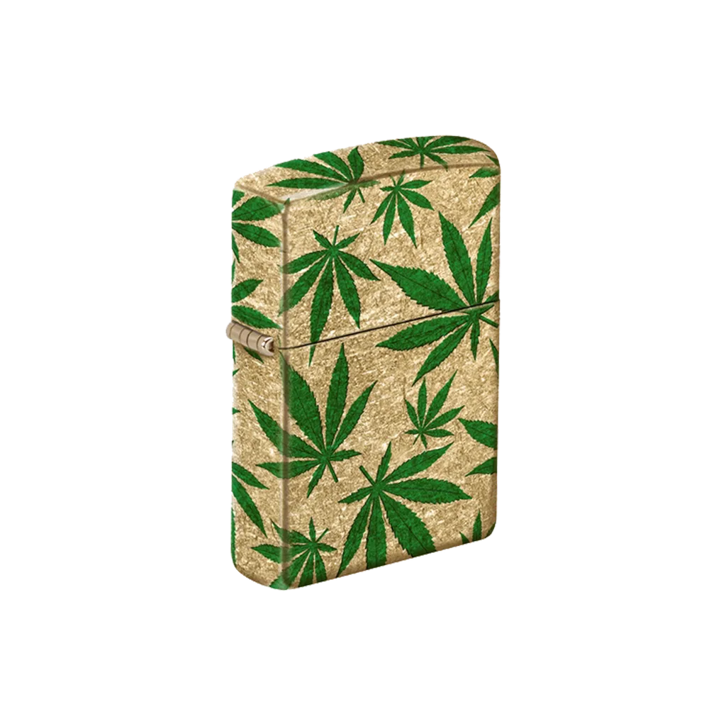 Zippo Lighter - Cannabis Brass Finish - Image 2